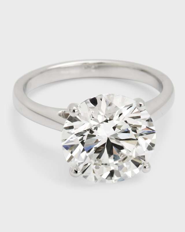 Lab Grown Diamond Platinum Round Solitaire Ring, Size 6, 5.0tcw